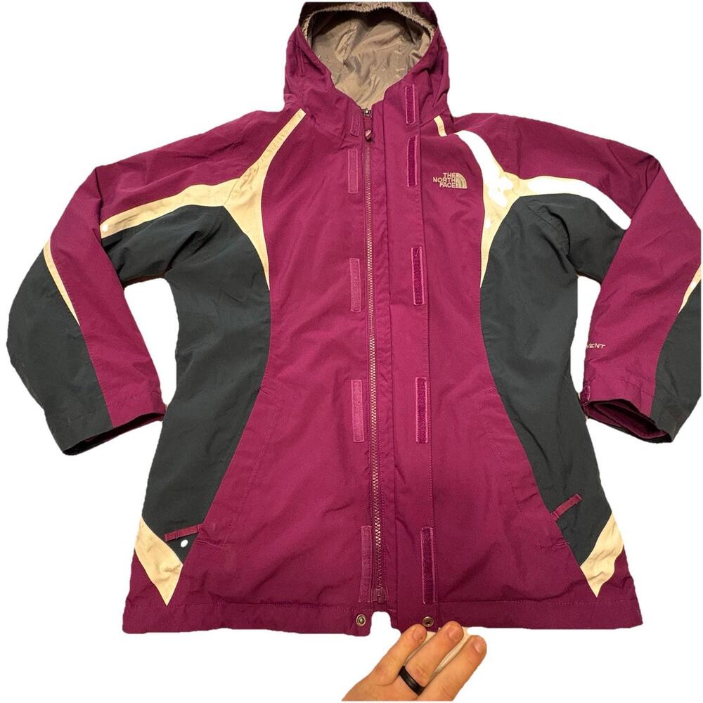 The North Face Girl's Sz XL 18 Purple 2-in-1 Fleece Lined Rain Snow Jacket EUC - Picture 5 of 15